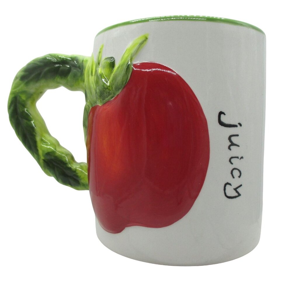 Certified International Juicy Tomato Shaped Ceramic Coffee Mug With Leaf Handle